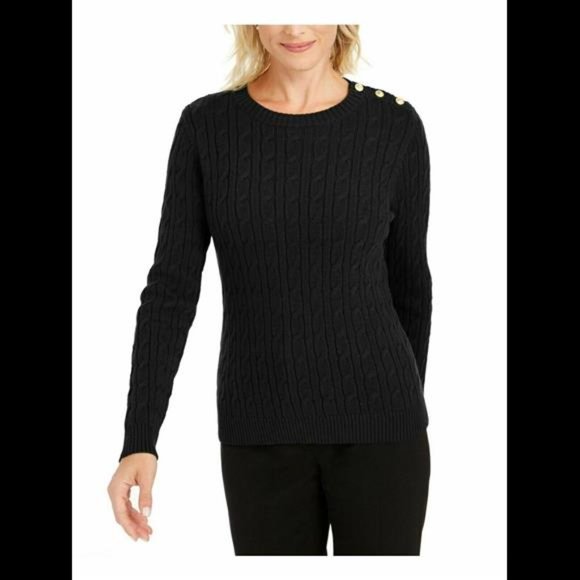 Charter Club Textured Button Trim Sweater - Picture 1 of 2
